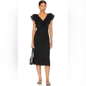 NWT Nation LTD Black Aria Ruffle Midi Dress - Size L